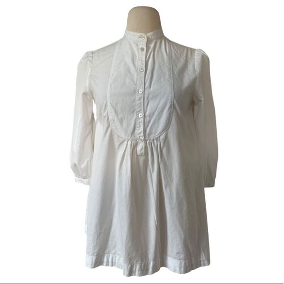 Burberry Brit Smocked 1/2 Button Down Pleated Peasant Blouse - Picture 2 of 7